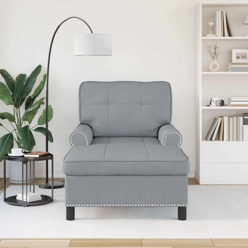 Chaise Lounge Cinzento-claro tecido 91 x 157 x 91 cm