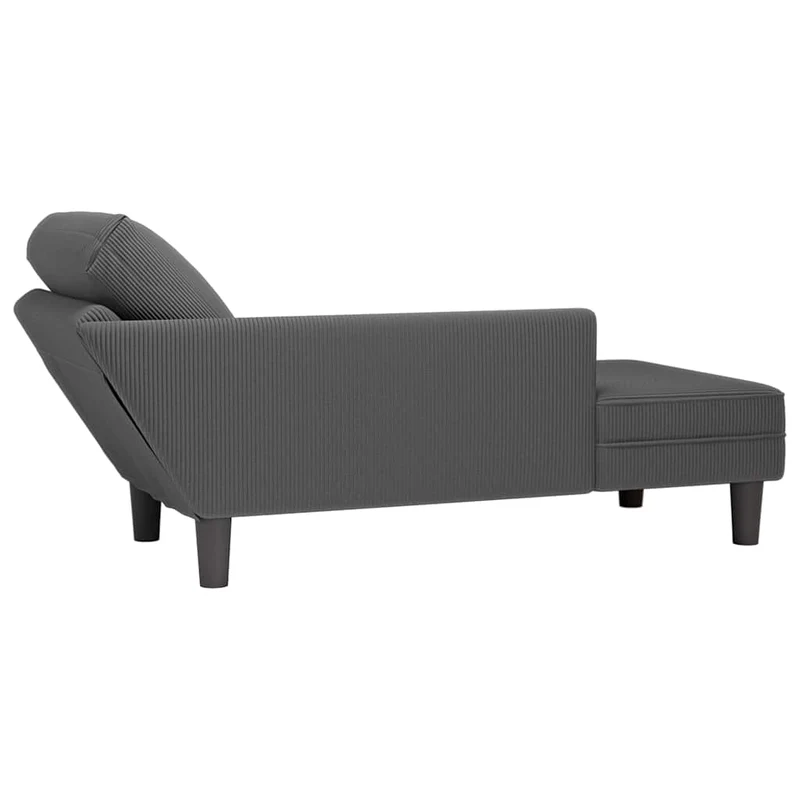 Chaise lounge com almofada tecido corduroy cinzento escuro