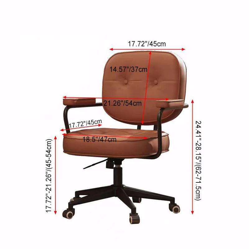 Modern Minimalist Faux Nappa Leather Nylon Rectangular Desk Chair Backrest Armrest For Home Office