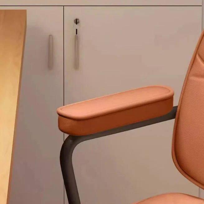 Modern Minimalist Faux Nappa Leather Nylon Rectangular Desk Chair Backrest Armrest For Home Office