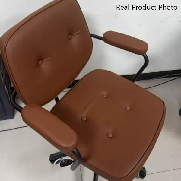 Modern Minimalist Faux Nappa Leather Nylon Rectangular Desk Chair Backrest Armrest For Home Office