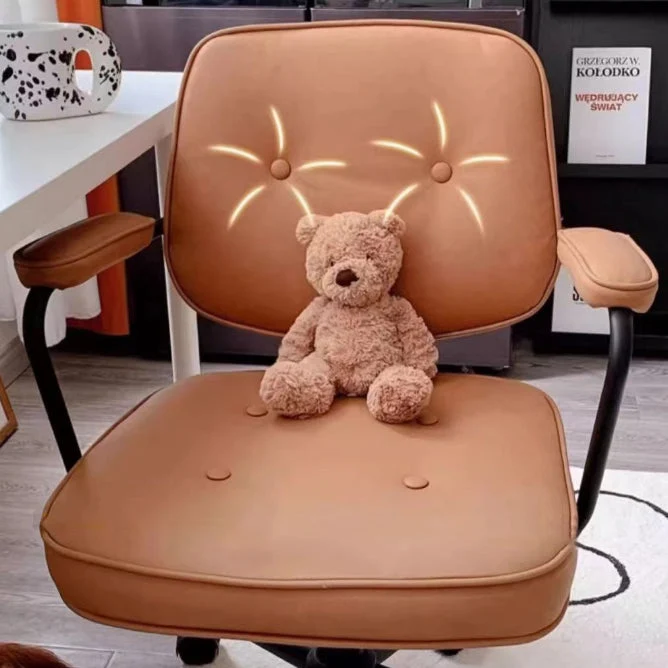 Modern Minimalist Faux Nappa Leather Nylon Rectangular Desk Chair Backrest Armrest For Home Office