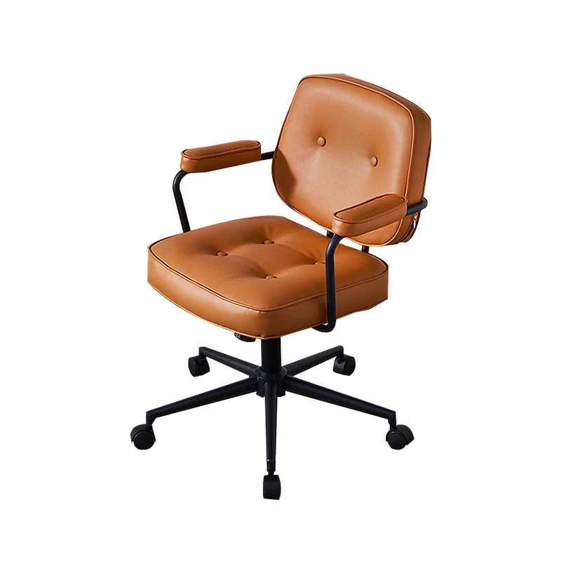 Modern Minimalist Faux Nappa Leather Nylon Rectangular Desk Chair Backrest Armrest For Home Office