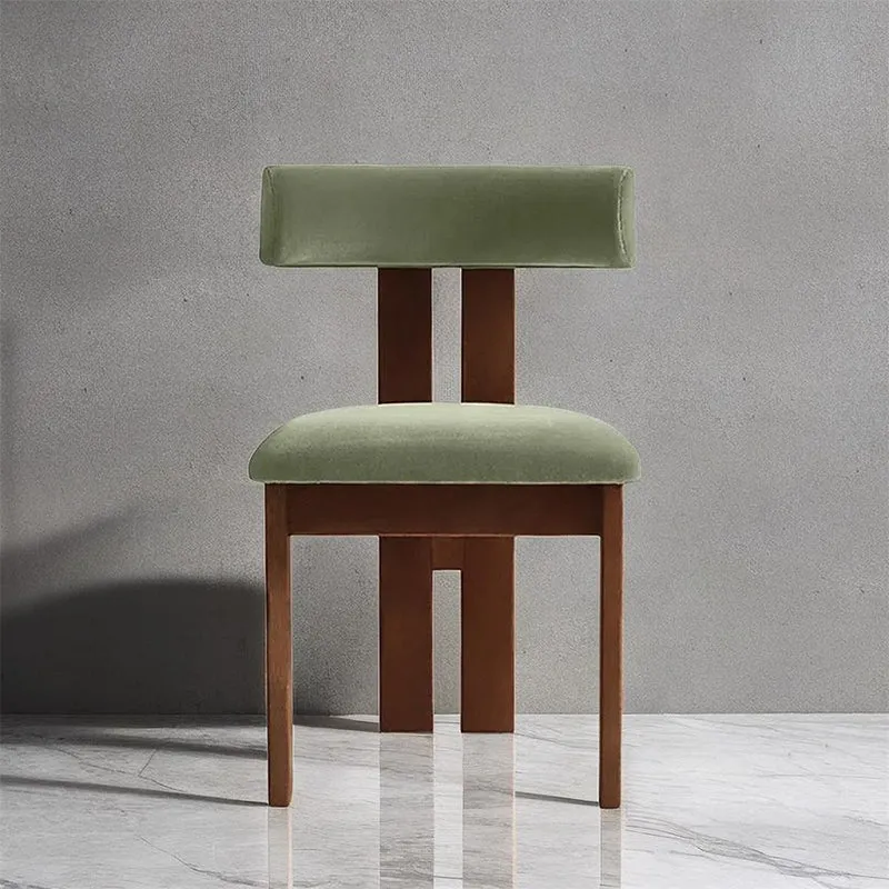 Contemporary Scandinavian Semi-round Rubberwood Cotton Linen High Resilience Sponge Dining Chair Backrest For Dining Room