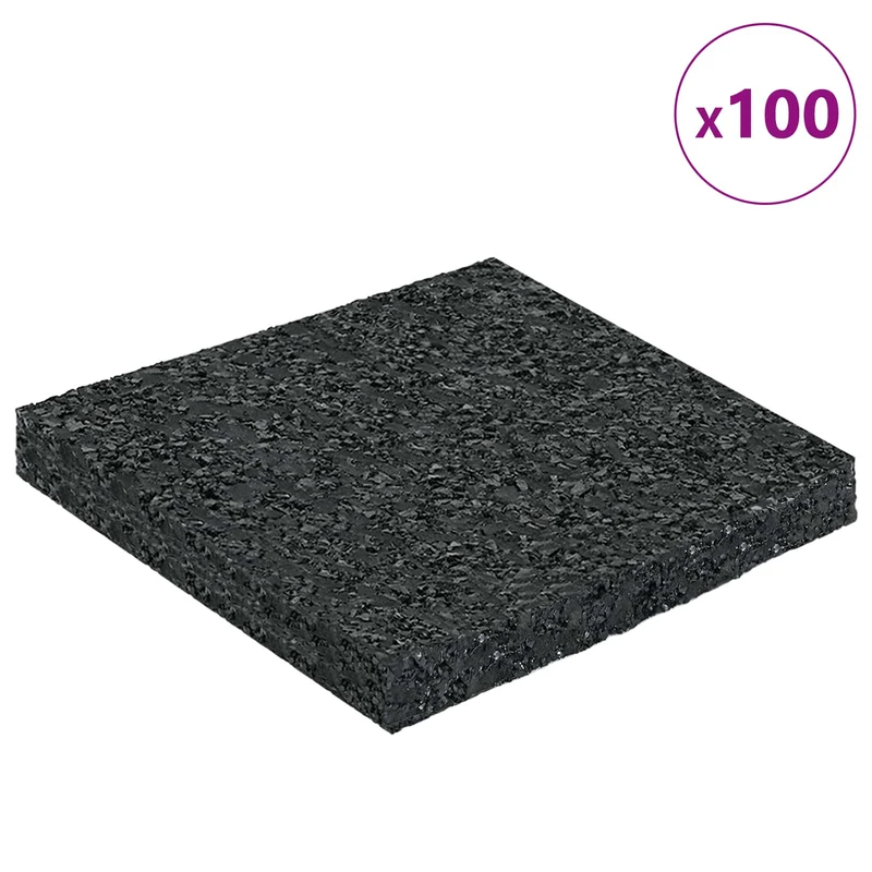 Tapete de Pátio em Granulado de Borracha Preto 9 x 9 x 0,8 cm