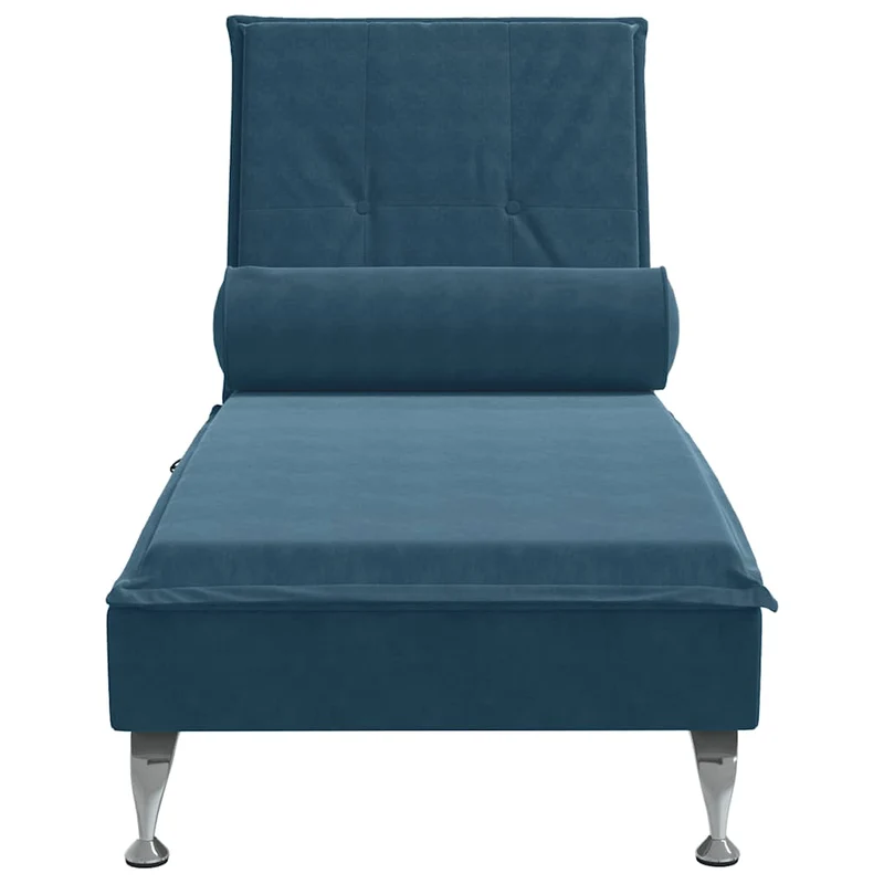 Chaise lounge de massagem com rolo veludo azul
