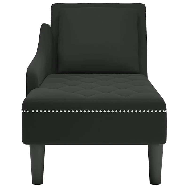 Chaise lounge c/ almofada/apoio de braços direito veludo preto