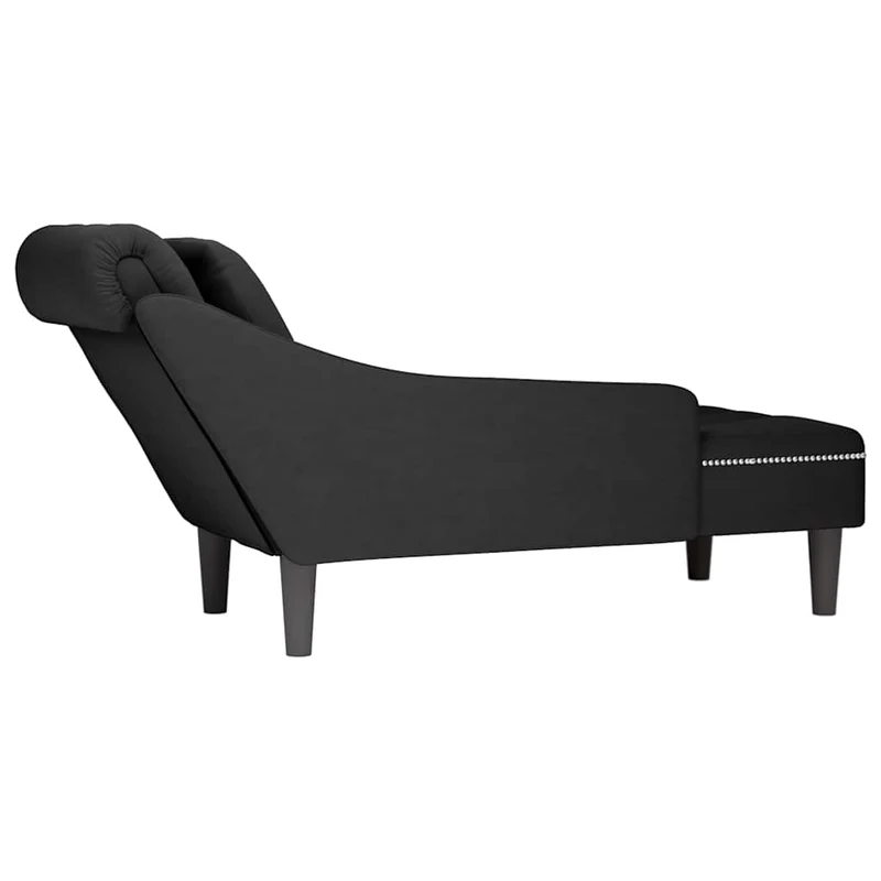Chaise lounge c/ almofada/apoio de braços direito veludo preto