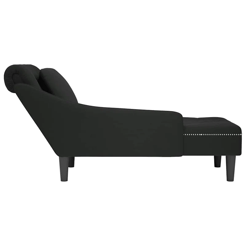 Chaise lounge c/ almofada/apoio de braços direito veludo preto
