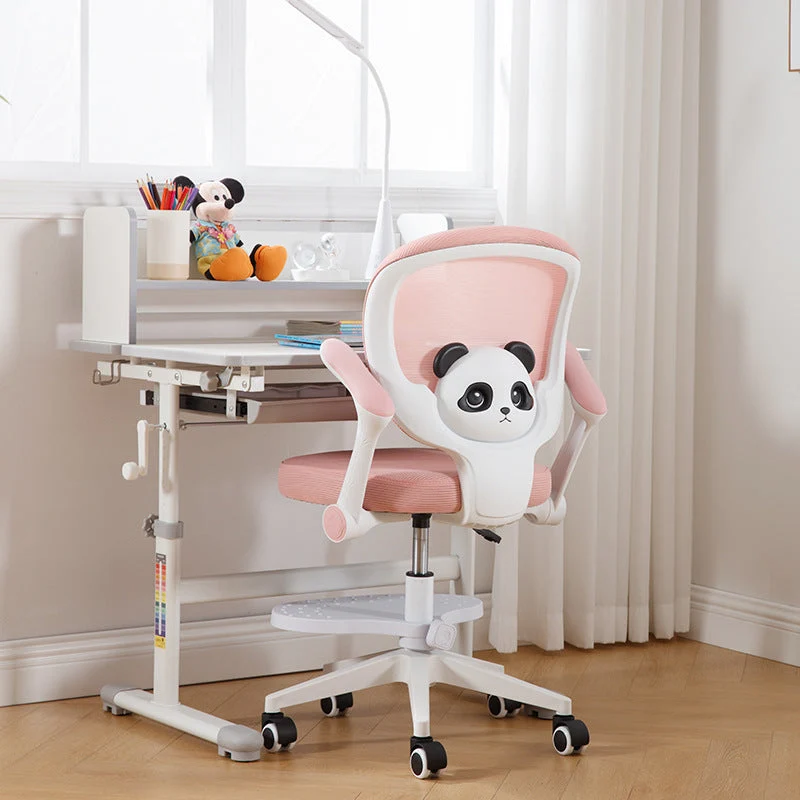Contemporary Creative Kids Square Panda Mesh Fabric PP Hardware Desk Chair Backrest Armrest For Home Office