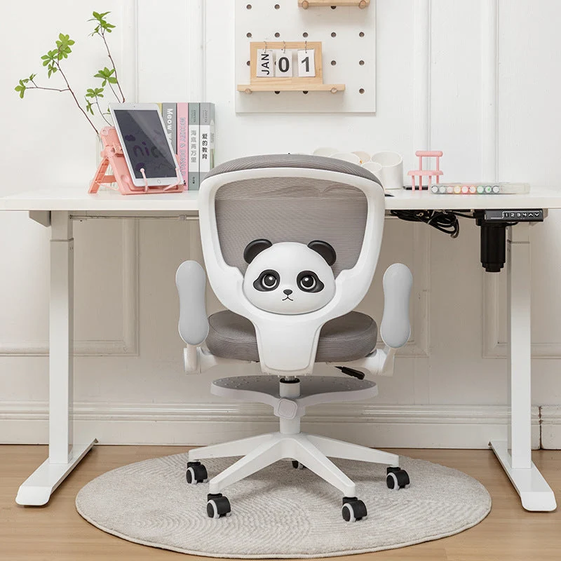 Contemporary Creative Kids Square Panda Mesh Fabric PP Hardware Desk Chair Backrest Armrest For Home Office