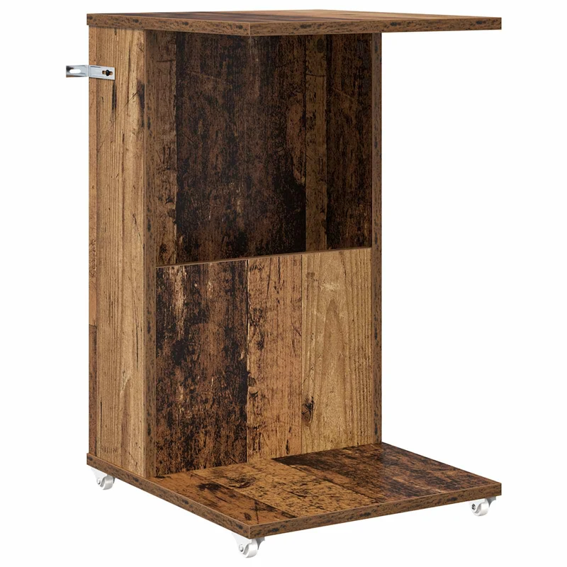 Mesa Lateral com roda Madeira antiga 40 x 35 x 60 cm