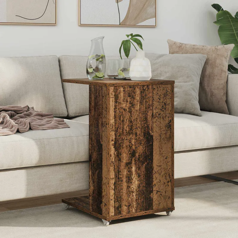 Mesa Lateral com roda Madeira antiga 40 x 35 x 60 cm