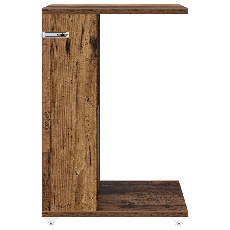 Mesa Lateral com roda Madeira antiga 40 x 35 x 60 cm