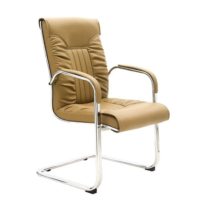 Modern Simplicity PU Leather Steel Sponge Bow Curved Desk Chair Backrest Armrest For Home Office