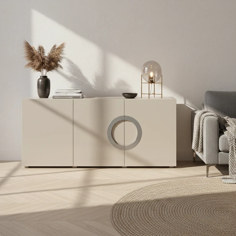 Modern Minimalist Rectangular Storage Cabinet - MDF: Ready-to-Use, Sturdy Stable & Easy-to-Clean Storage For Living Room