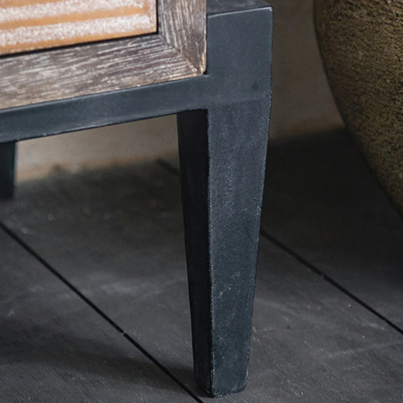 Traditional Vintage Iron & Pine Rectangular Console Table With 3-Cabinet Storage For Entryways & Living Room