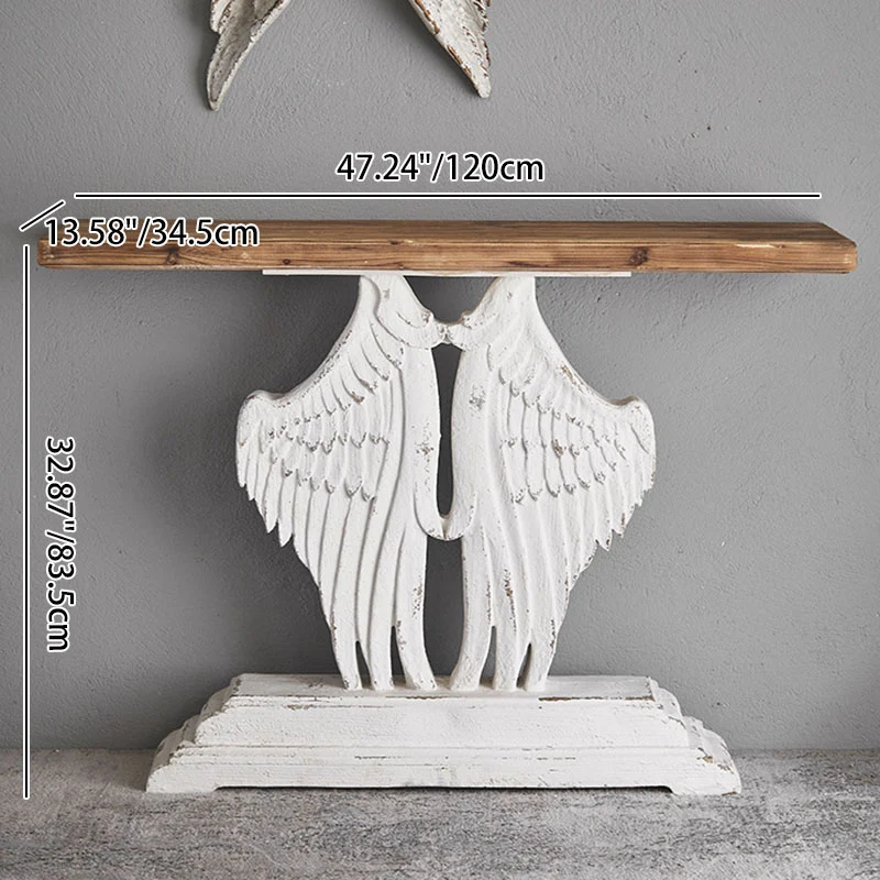 Modern Shabby Chic Wood Magnesium Oxide Rectangular Console Table With 1-Tier Storage For Hallway & Living Room