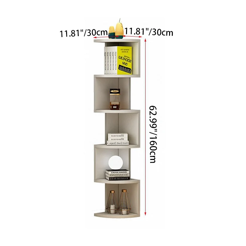 Modern Minimalist Rectangular Particle Board Bookshelves 4/5-Tier For Living Room