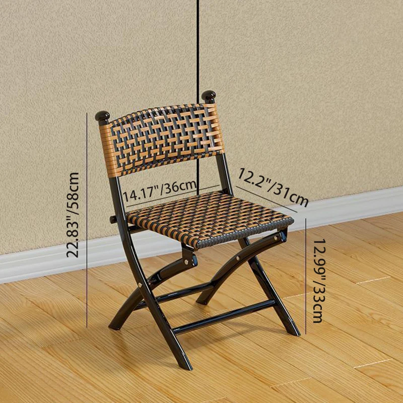 Contemporary Simplicity Curved Iron PE Rattan Foldable Weaving Stackable Chair Backrest Armless For Living Room