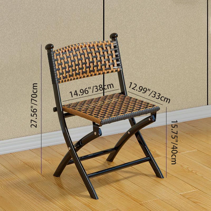 Contemporary Simplicity Curved Iron PE Rattan Foldable Weaving Stackable Chair Backrest Armless For Living Room