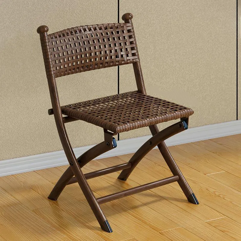 Contemporary Simplicity Curved Iron PE Rattan Foldable Weaving Stackable Chair Backrest Armless For Living Room