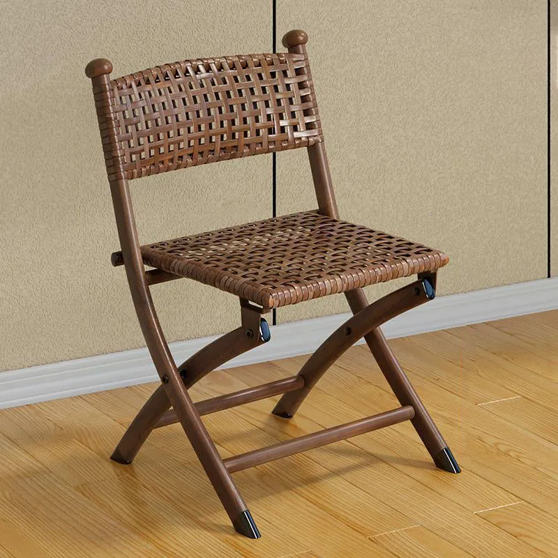Contemporary Simplicity Curved Iron PE Rattan Foldable Weaving Stackable Chair Backrest Armless For Living Room
