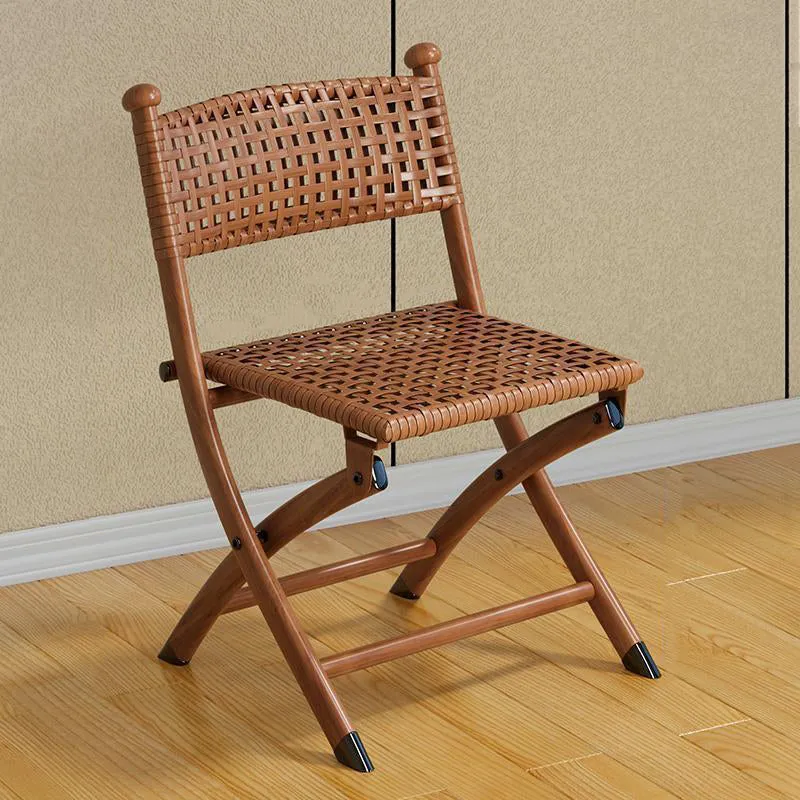 Contemporary Simplicity Curved Iron PE Rattan Foldable Weaving Stackable Chair Backrest Armless For Living Room
