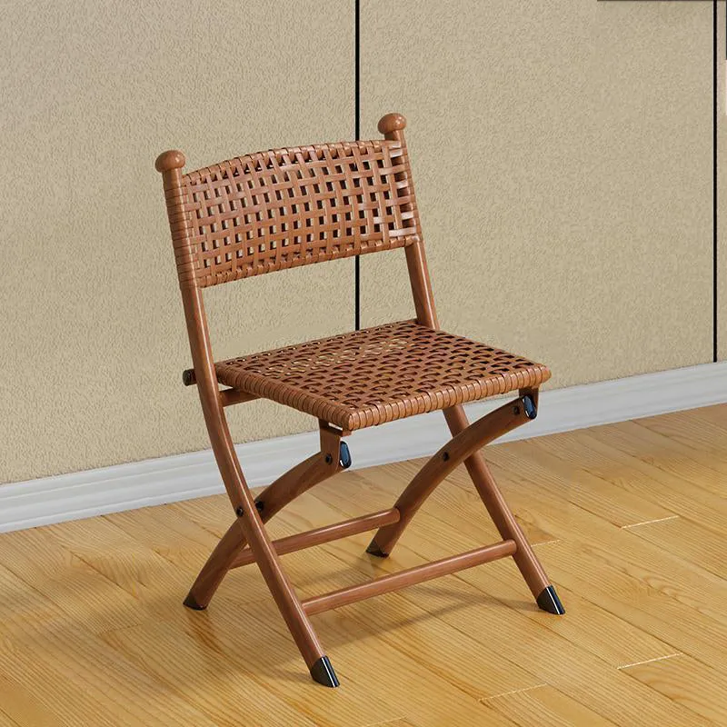 Contemporary Simplicity Curved Iron PE Rattan Foldable Weaving Stackable Chair Backrest Armless For Living Room