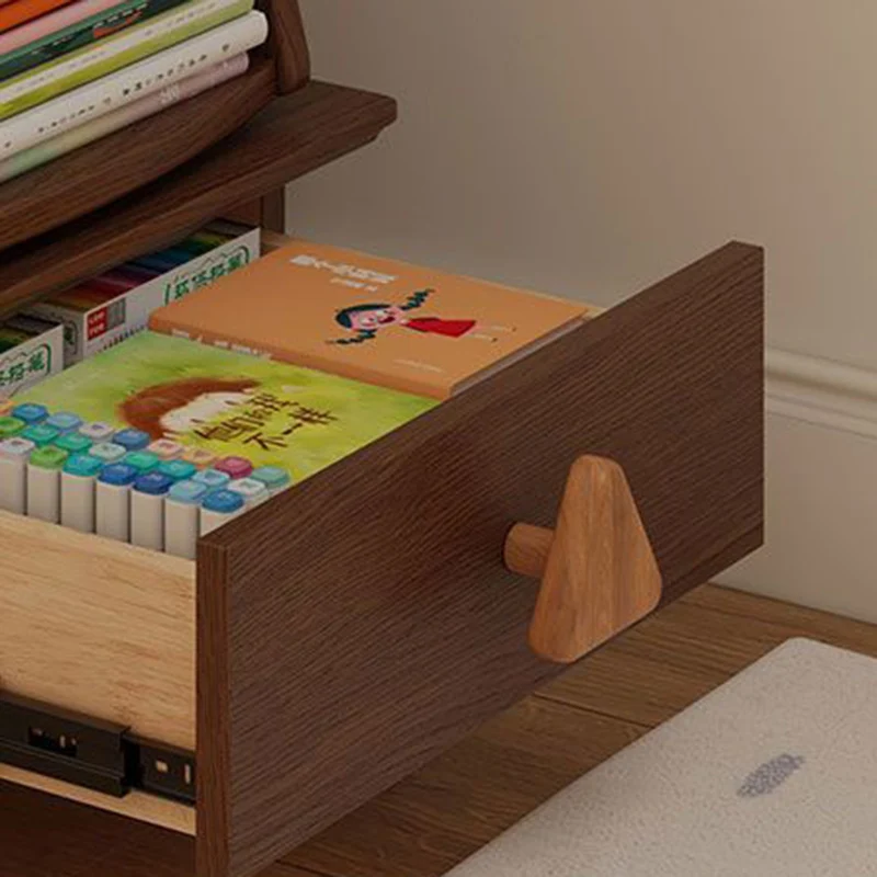 Traditional Rustic Christmas Tree Solid Wood Rubberwood Metal Movable Floor-Standing Bookshelf 4-Shelf For Study