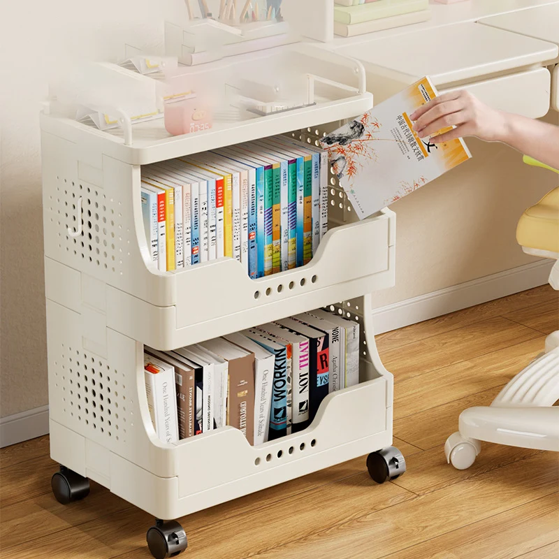 Modern Minimalist Trapezoid Plastic Movable Tiered Storage Bookshelf 3/4/5-Tier For Study