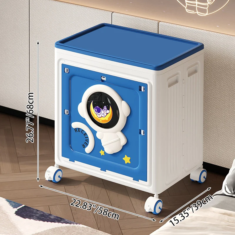 Modern Art Deco Cartoon Astronaut Rectangular PP Plastic Foldable Movable Storage Cabinet 1-Cabinet For Bedroom
