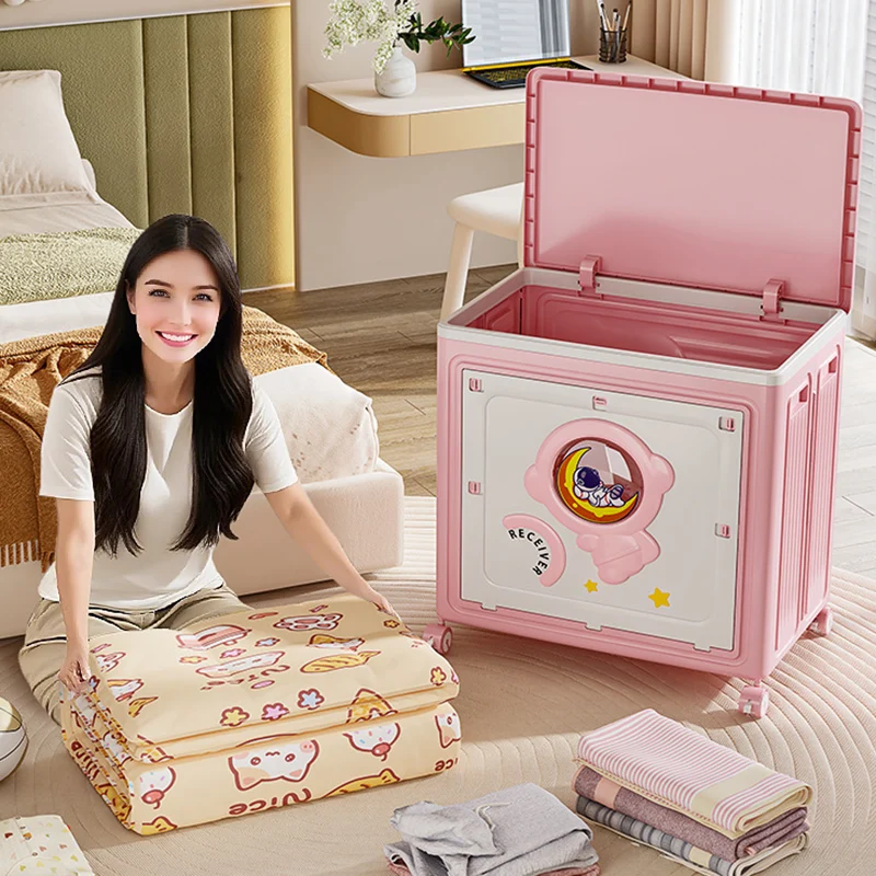Modern Art Deco Cartoon Astronaut Rectangular PP Plastic Foldable Movable Storage Cabinet 1-Cabinet For Bedroom