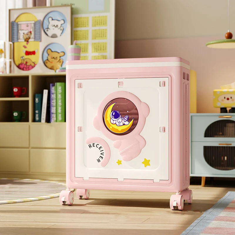 Modern Art Deco Cartoon Astronaut Rectangular PP Plastic Foldable Movable Storage Cabinet 1-Cabinet For Bedroom