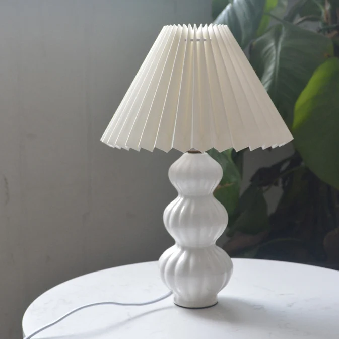 Modern Art Deco Conical Gourd Ceramic PP 1-Light Table Lamp For Bedroom