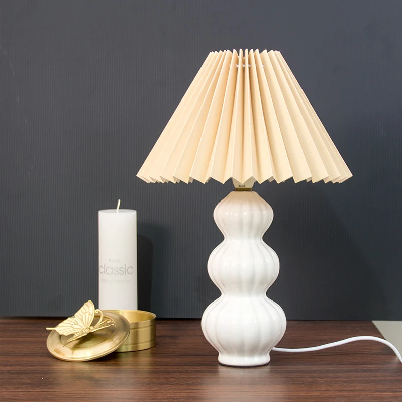 Modern Art Deco Conical Gourd Ceramic PP 1-Light Table Lamp For Bedroom