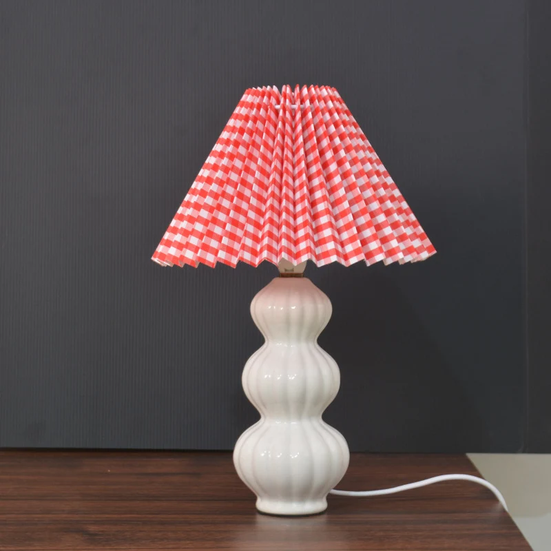 Modern Art Deco Conical Gourd Ceramic PP 1-Light Table Lamp For Bedroom