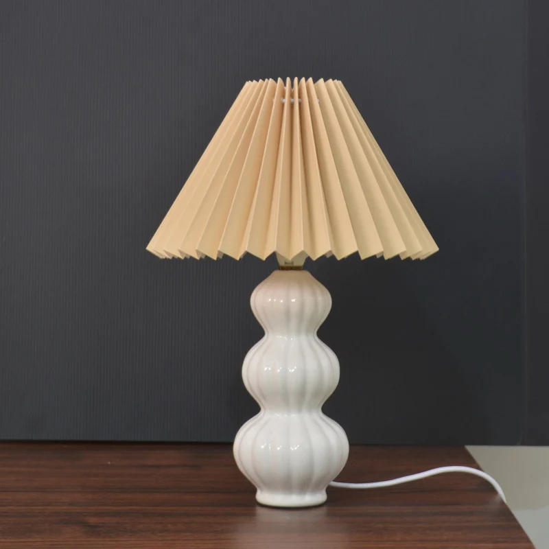 Modern Art Deco Conical Gourd Ceramic PP 1-Light Table Lamp For Bedroom