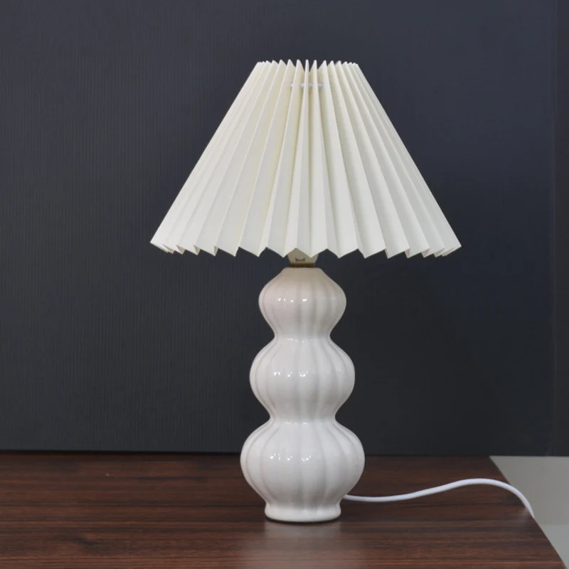 Modern Art Deco Conical Gourd Ceramic PP 1-Light Table Lamp For Bedroom
