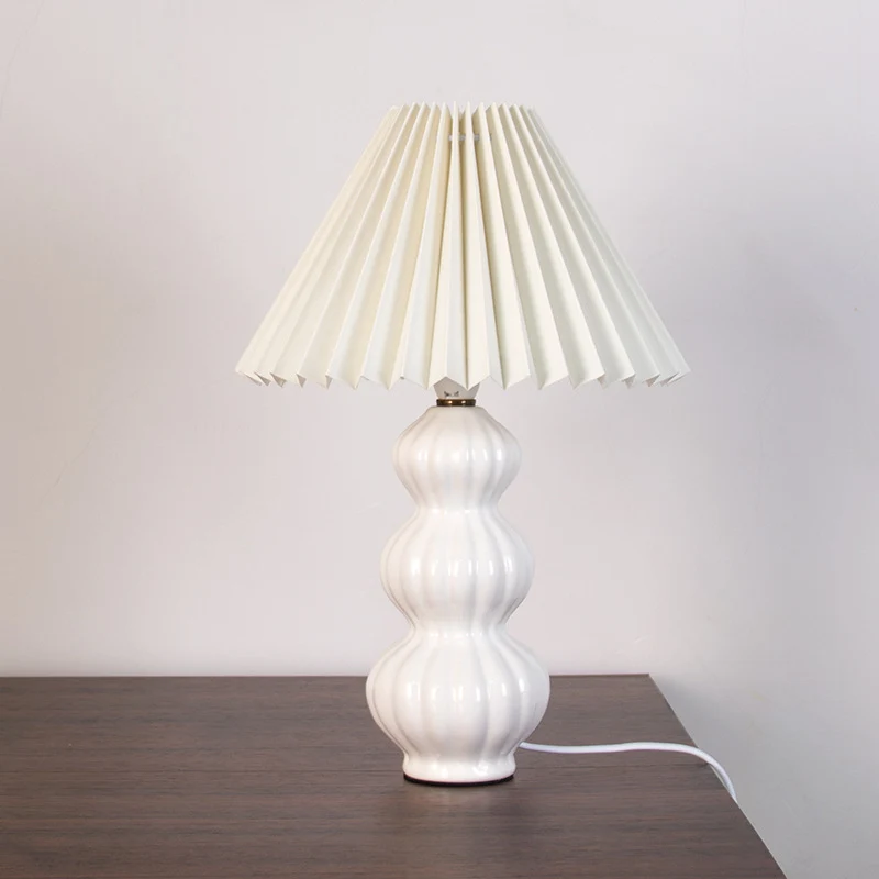 Modern Art Deco Conical Gourd Ceramic PP 1-Light Table Lamp For Bedroom