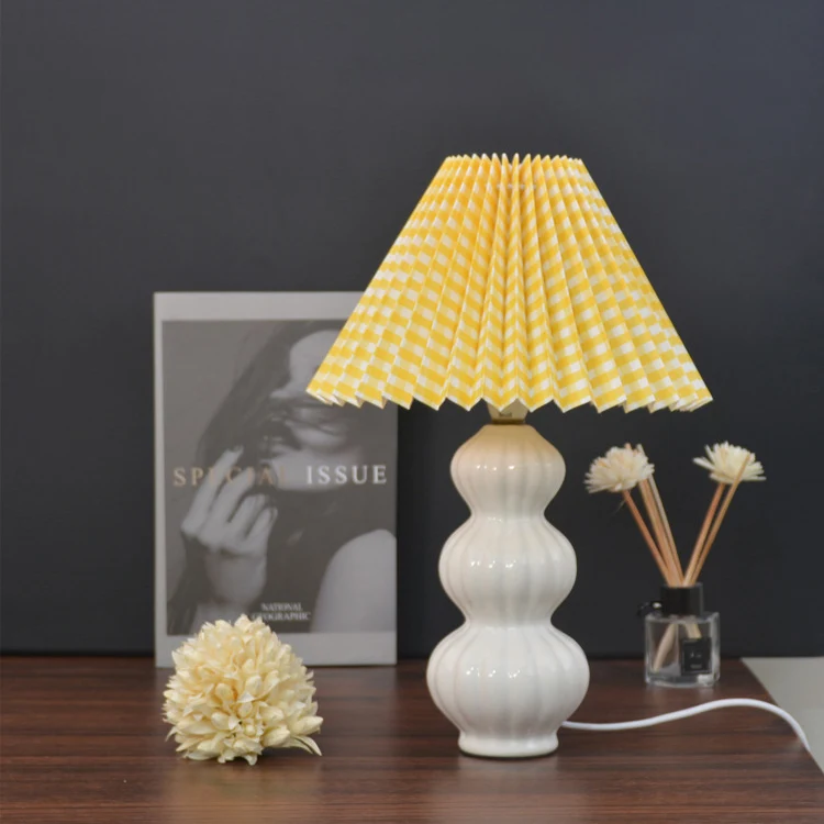 Modern Art Deco Conical Gourd Ceramic PP 1-Light Table Lamp For Bedroom