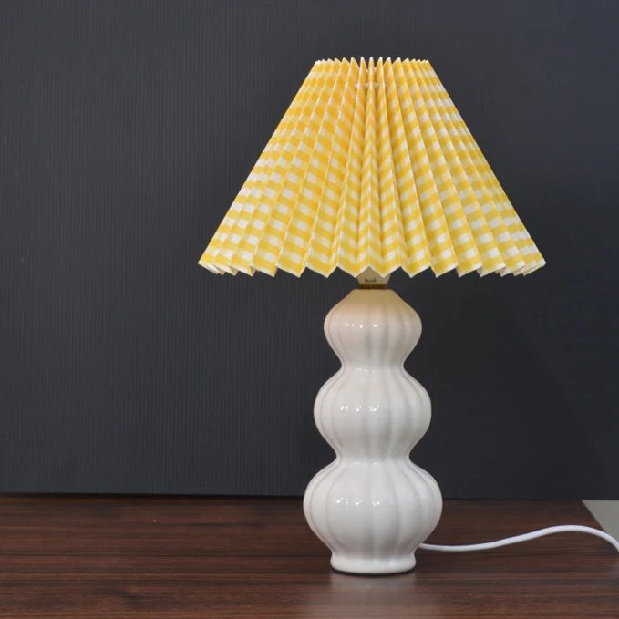 Modern Art Deco Conical Gourd Ceramic PP 1-Light Table Lamp For Bedroom