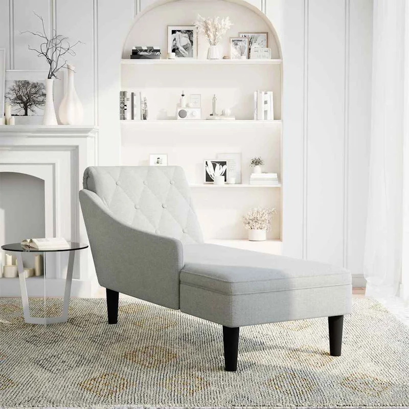 Chaise lounge c/ almofada/apoio de braços direito tecido