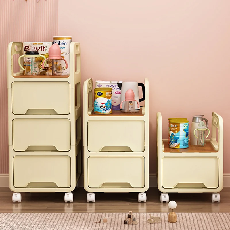 Modern Minimalist Rectangular PP Movable Detachable Storage Cabinet 2/3/4-Tier For Living Room