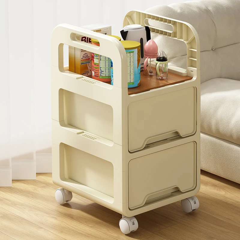 Modern Minimalist Rectangular PP Movable Detachable Storage Cabinet 2/3/4-Tier For Living Room