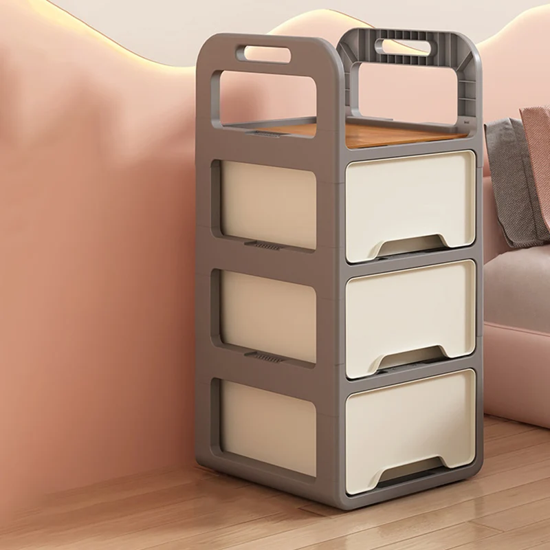 Modern Minimalist Rectangular PP Movable Detachable Storage Cabinet 2/3/4-Tier For Living Room