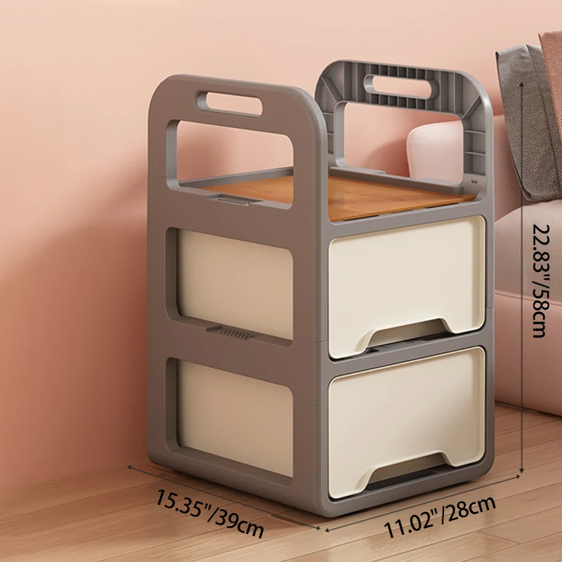 Modern Minimalist Rectangular PP Movable Detachable Storage Cabinet 2/3/4-Tier For Living Room
