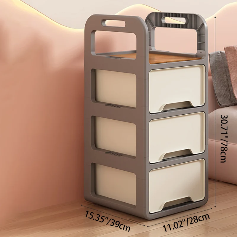 Modern Minimalist Rectangular PP Movable Detachable Storage Cabinet 2/3/4-Tier For Living Room