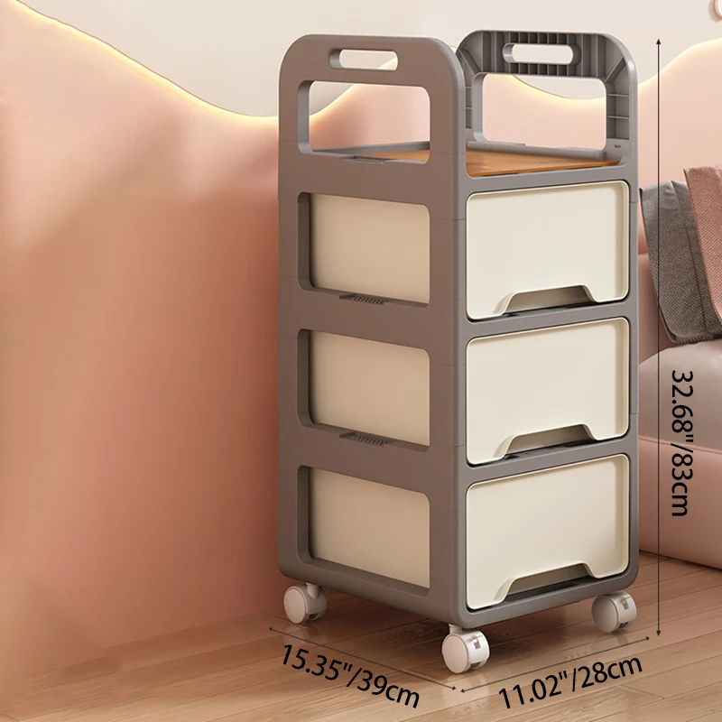 Modern Minimalist Rectangular PP Movable Detachable Storage Cabinet 2/3/4-Tier For Living Room
