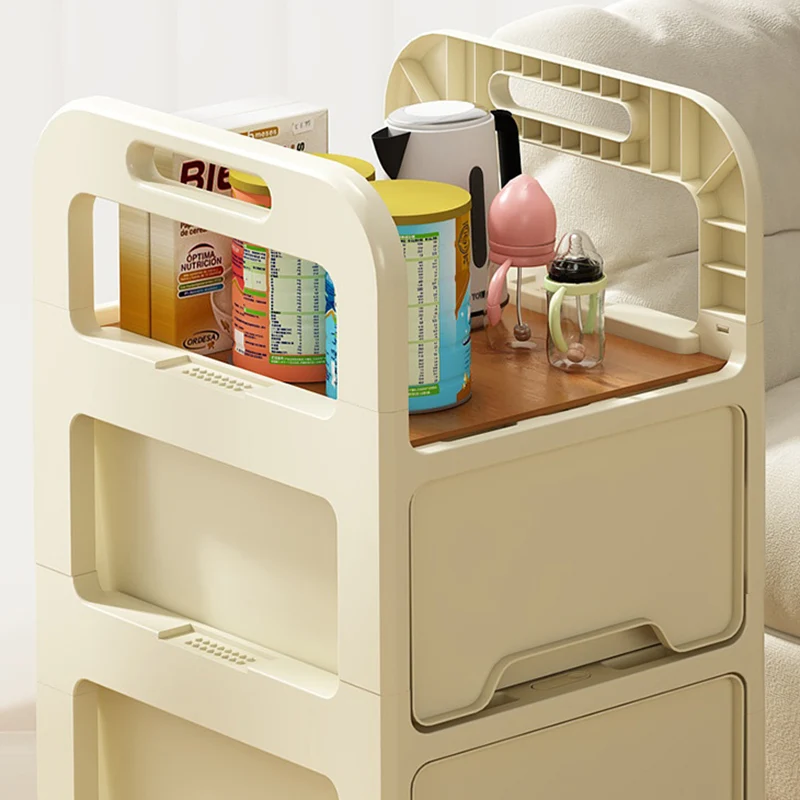 Modern Minimalist Rectangular PP Movable Detachable Storage Cabinet 2/3/4-Tier For Living Room